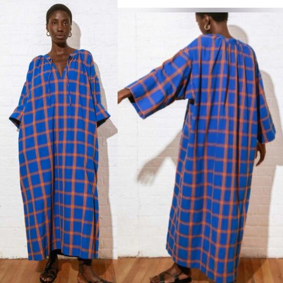Mara Hoffman Dresses & Skirts - Mara Hoffman Lysa Blue Orange Oversized V neck Maxi dress XS